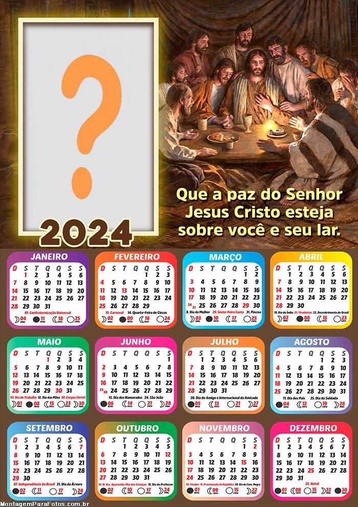 Calendário 2024 Que a paz do Senhor Jesus Cristo Montar Online