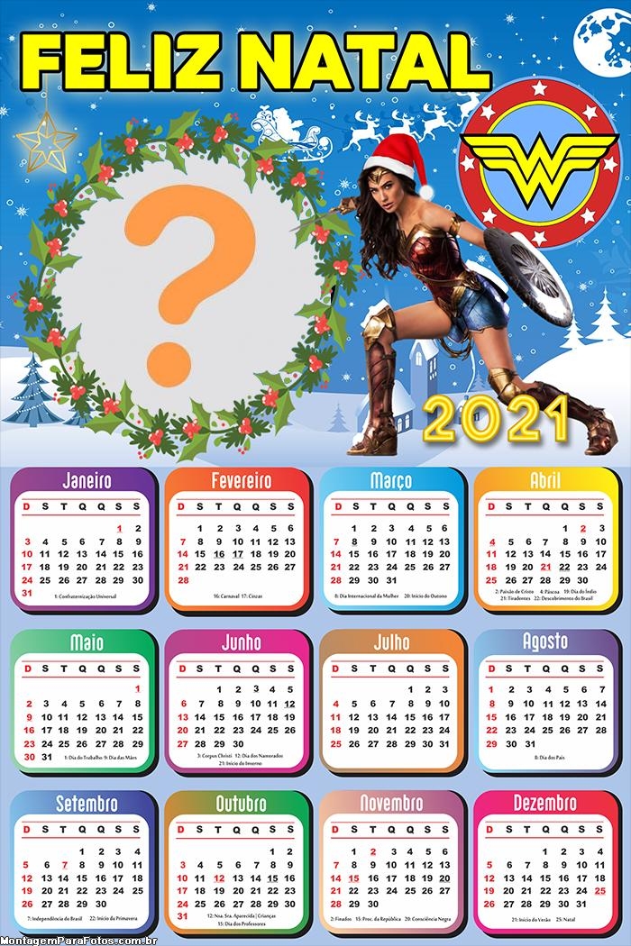 Calendário 2021 Mulher Maravilha Natal
