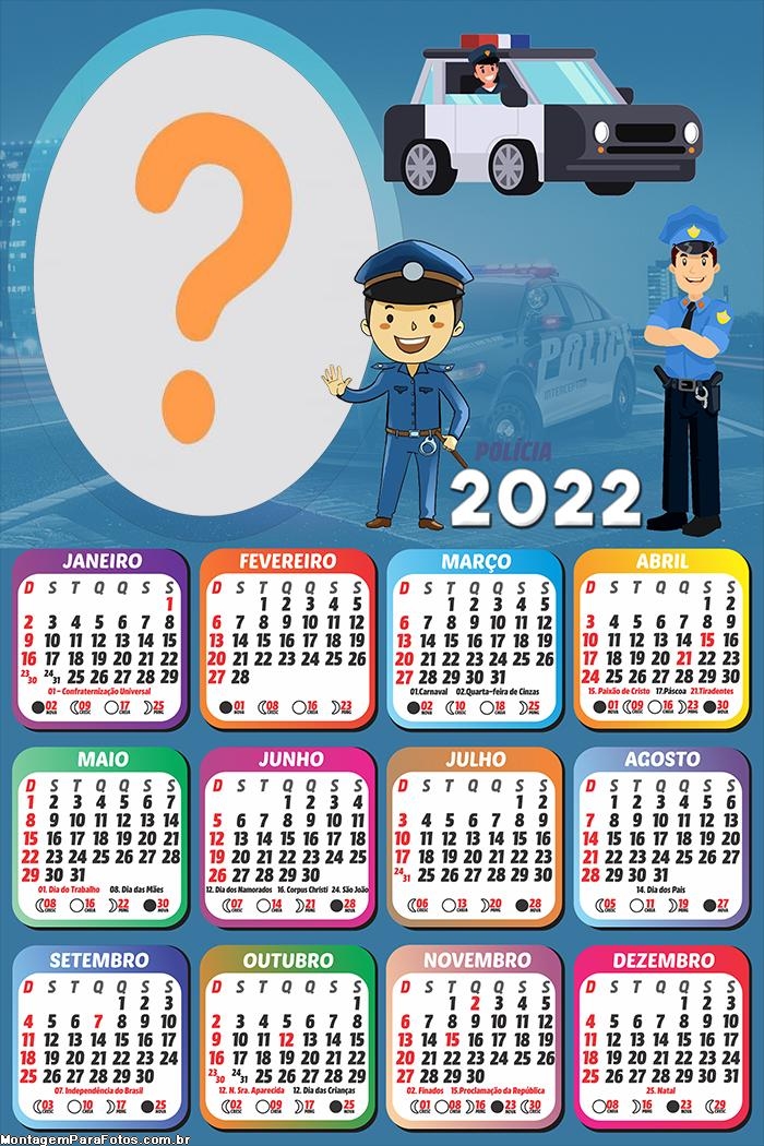Moldura Fotos com Calendário 2022 Polícia
