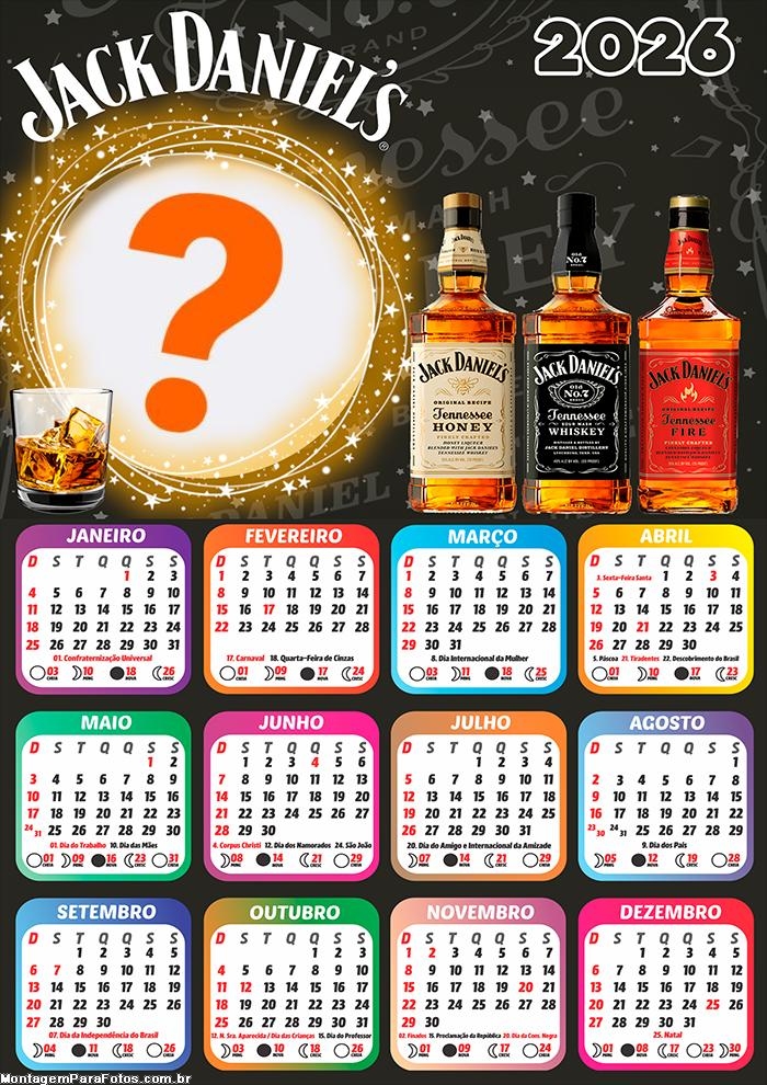 Calendário 2026 Jack Daniel´s Criar Montagem