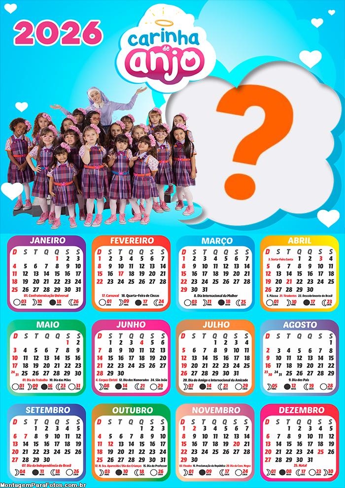 Calendário 2026 Carinha de Anjo Criar Montagem