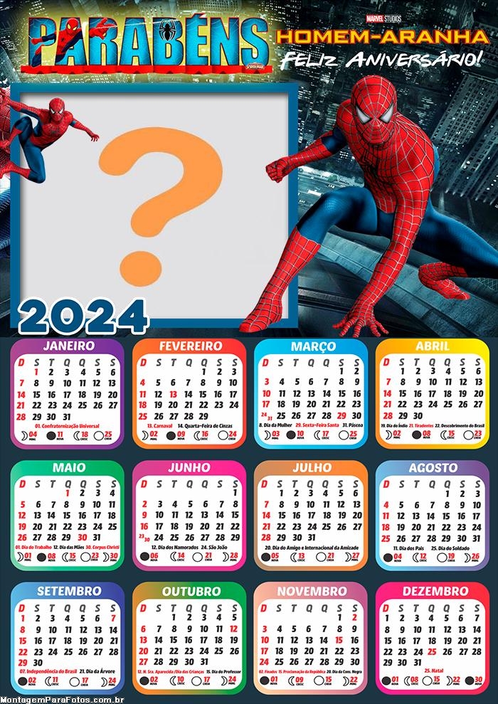 Foto Online Calendário 2024 Feliz Aniversário Homem Aranha