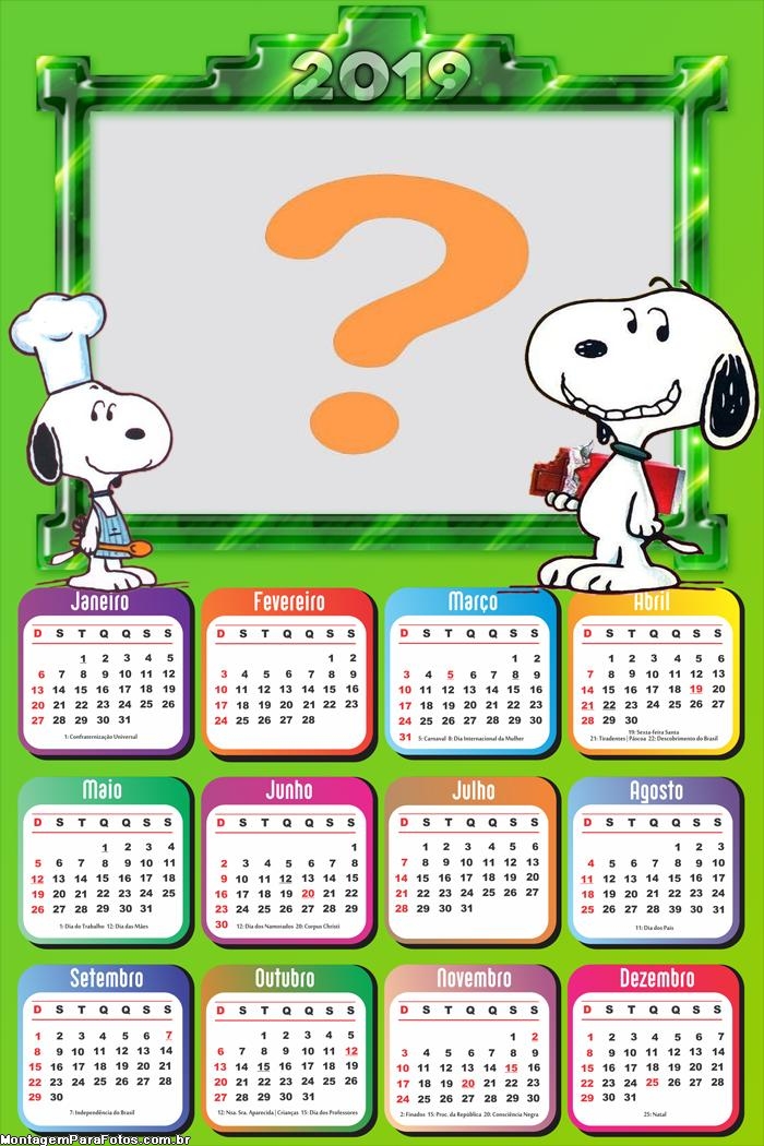Calendário 2019 Snoopy