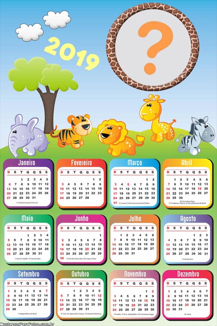 Calendário 2019 Infantil Safari
