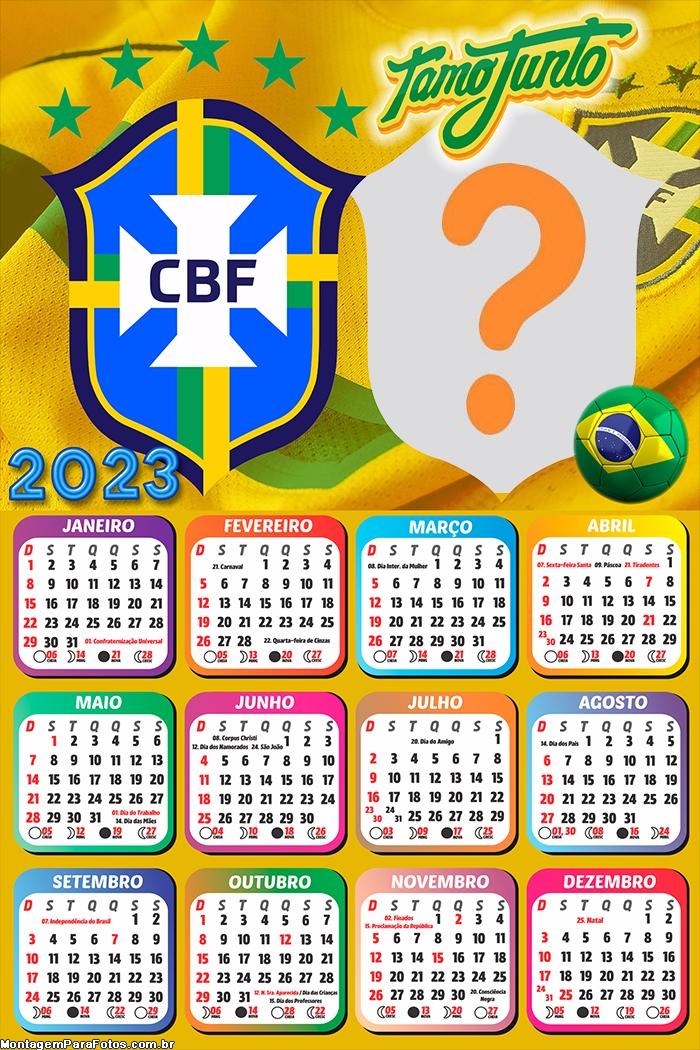 CalendÃ¡rio 2023 Gratuito Brasil TamoJunto