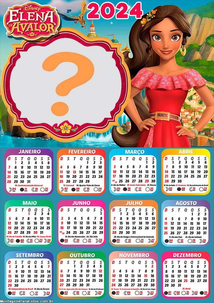 Calendário 2024 Elena de Avalor Criar Online Foto Montagem