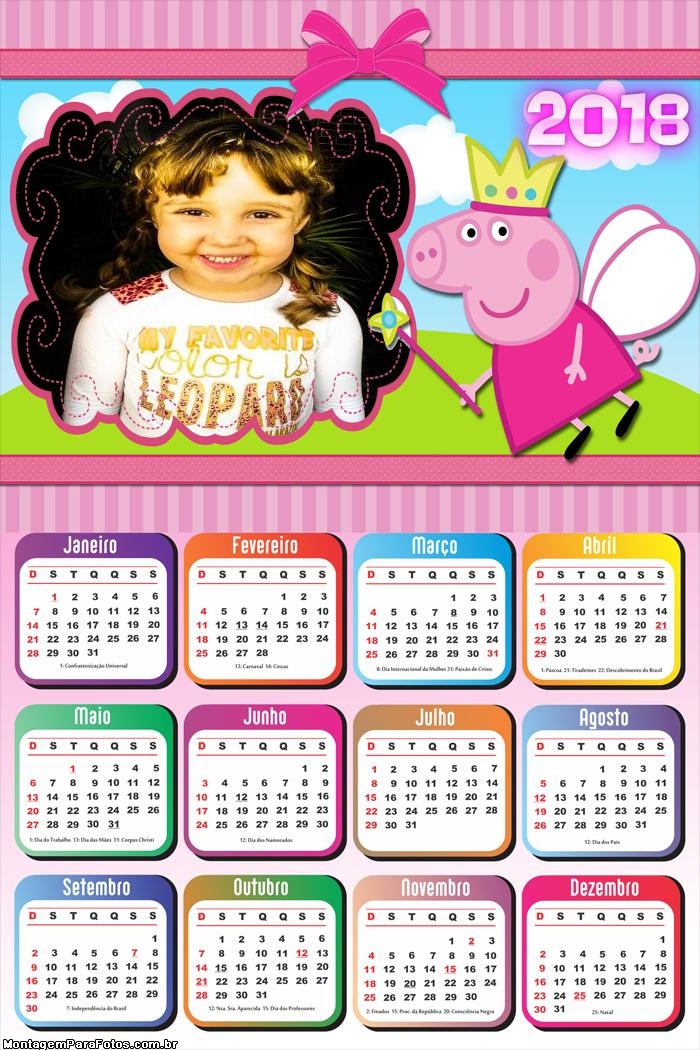 Calendário 2018 Peppa Pig Fada