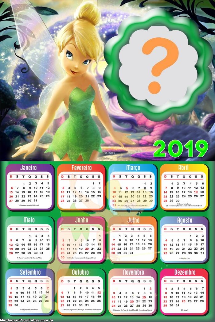 Calendário 2019 Tinker Bell