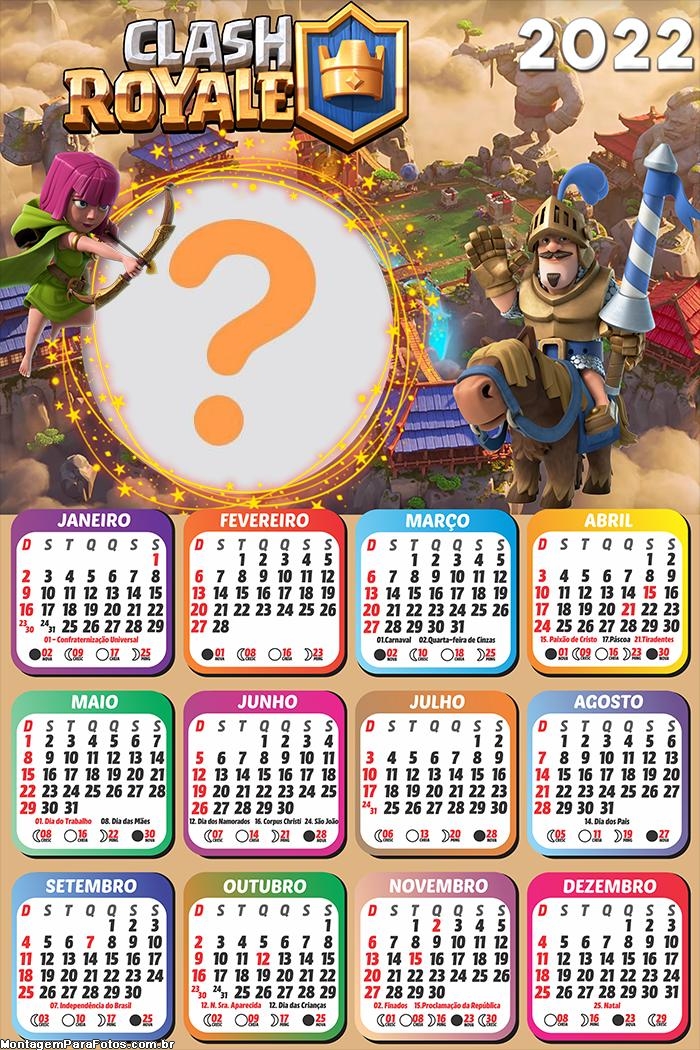 Calendário 2022 Clash Royale Foto Colagem Grátis
