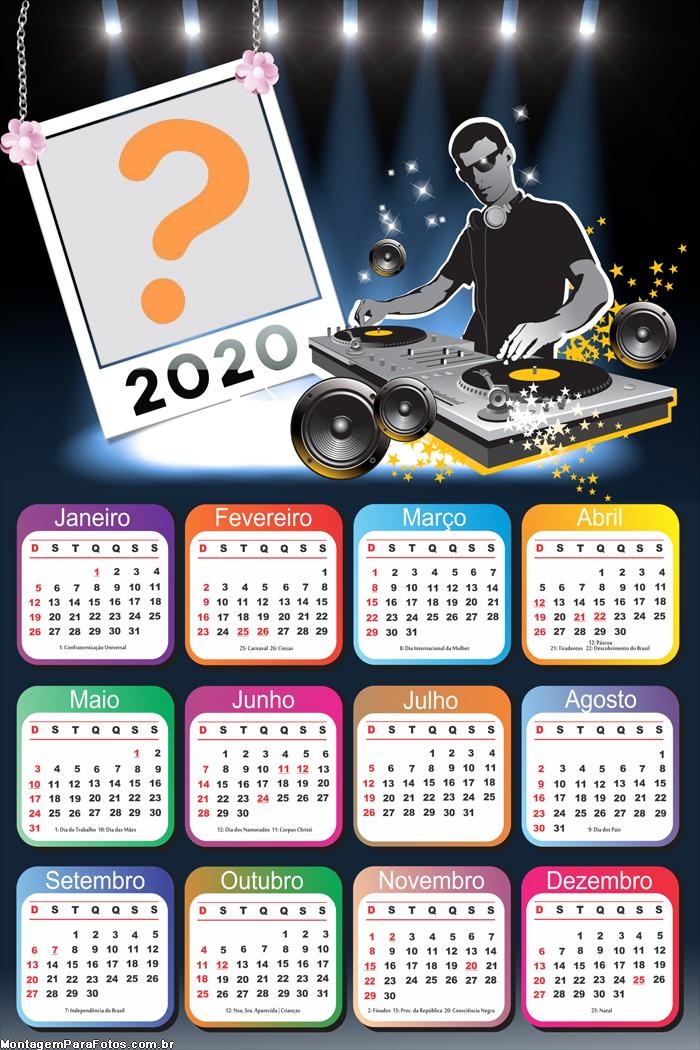 Moldura Fotos com Calendário 2020 DJ
