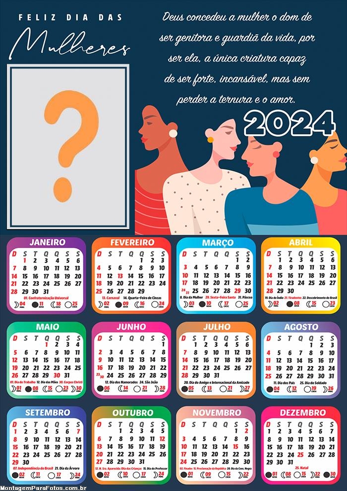 Fazer Montagem Calendário 2024 Mulher Genitora Dia da Mulher