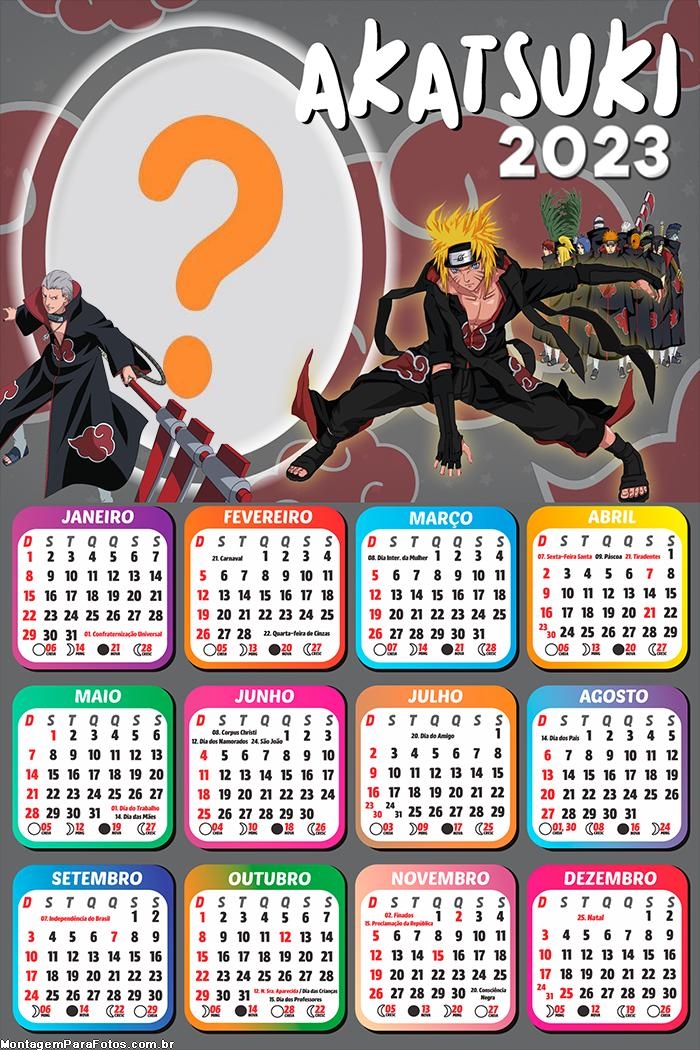 Calendário 2023 Akatsuki Criar Online Foto Moldura