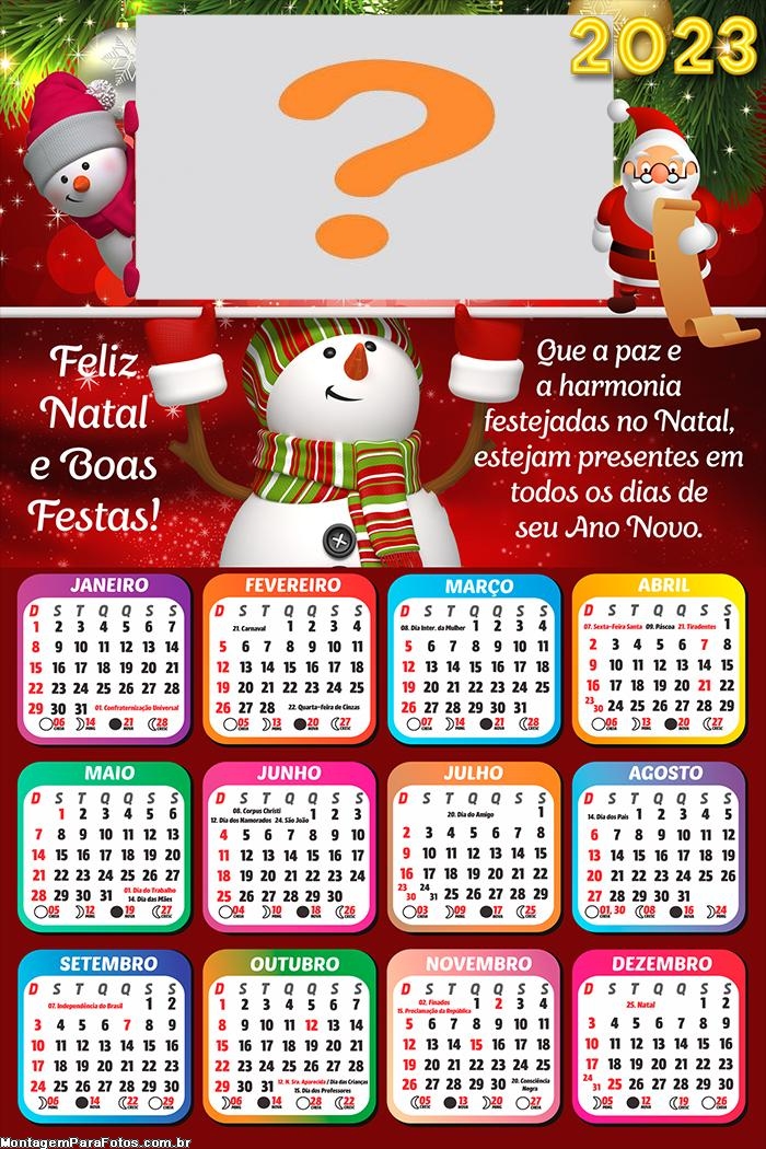 Calendário 2023 Feliz Natal e Boas Festas com Foto Montagem | Colagem de Foto Calendário 2023 Feliz Natal e Boas Festas com Foto Montagem | Colagem de Foto