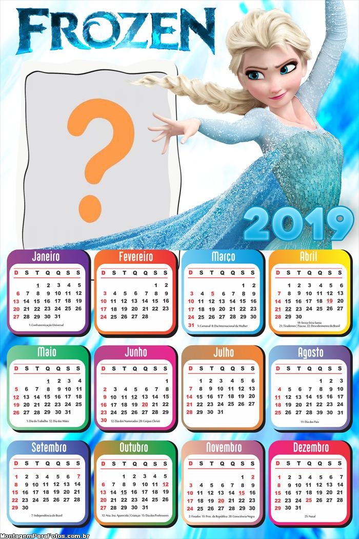 Calendário 2019 Princesa Elsa