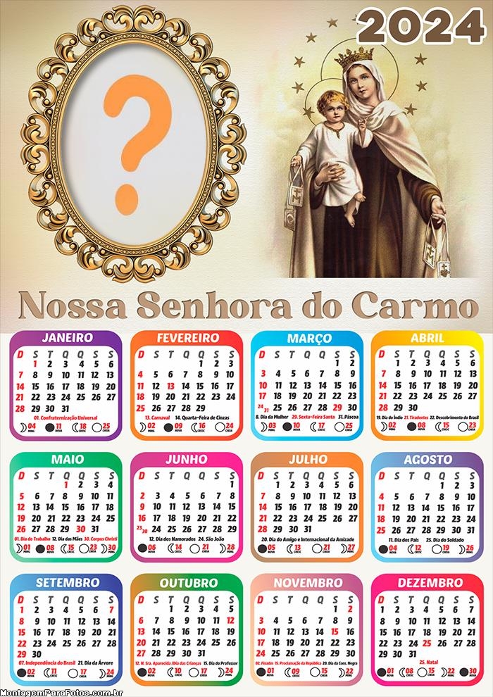 Foto Colagem Montagem Calendário 2024 Nossa Senhora do Carmo Imagem