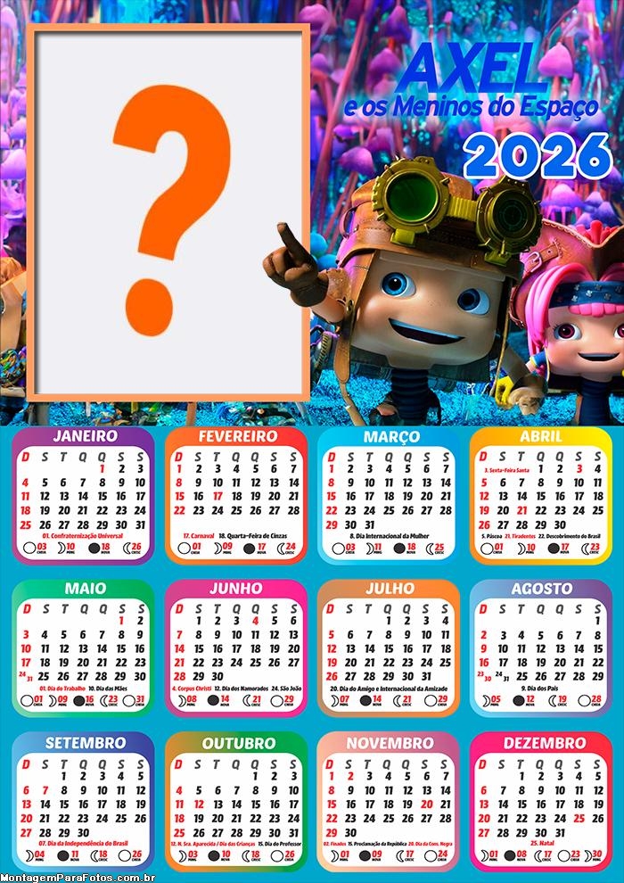 Foto Calendário 2026 Axel e os Meninos do Espaço Grátis
