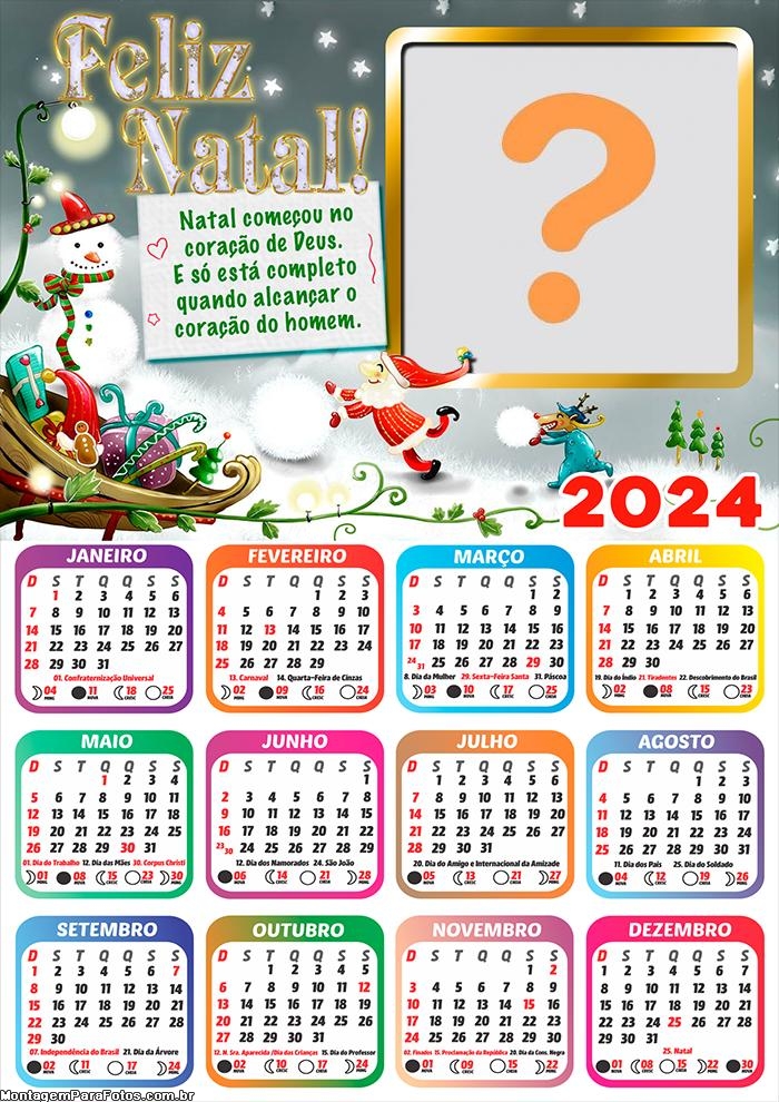 Calendário 2024 Natal Começou no Coração de Deus