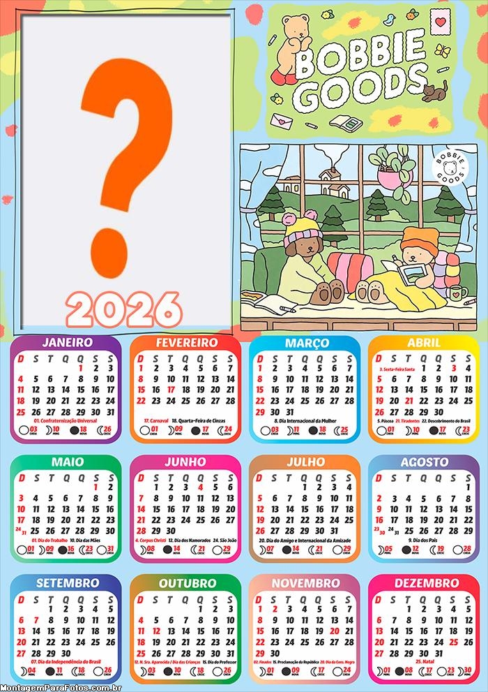 Calendário 2026 Bobbie Goods Montagem Grátis