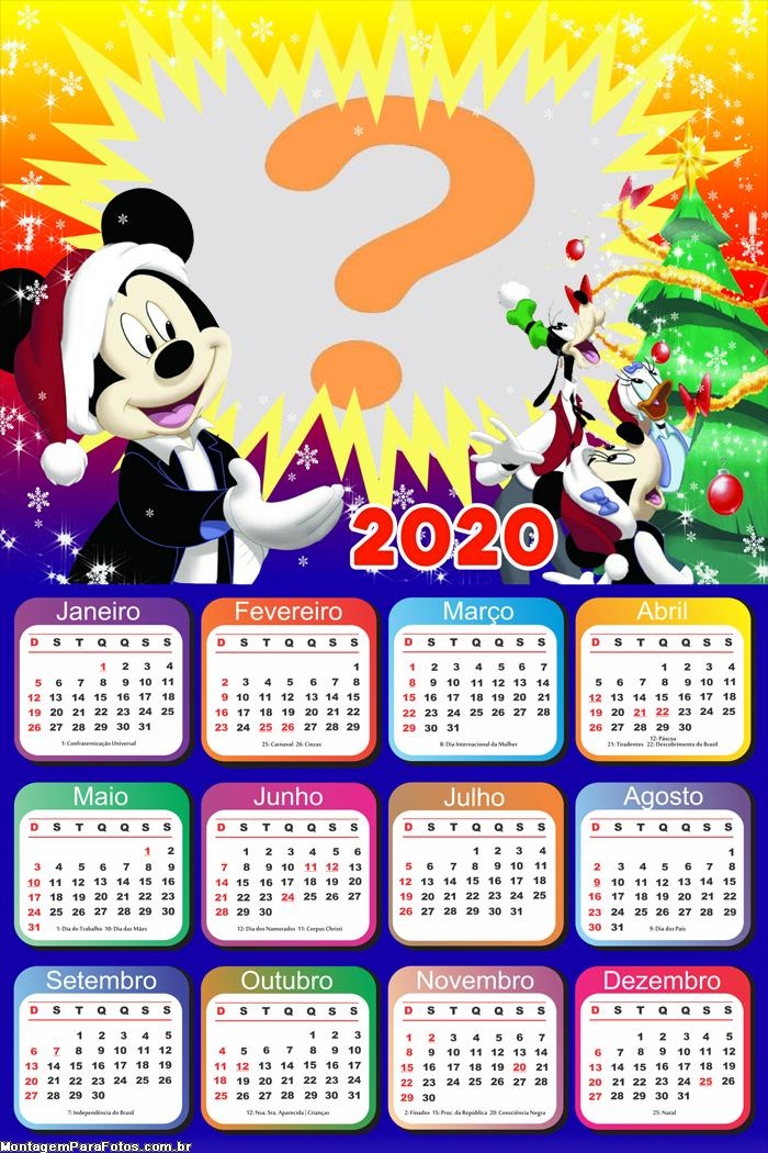 Calendário 2020 Natal do Mickey Foto Moldura
