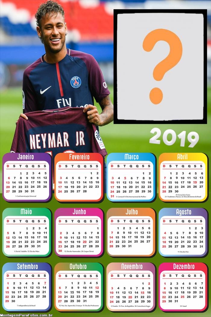 Calendário 2019 Neymar PSG