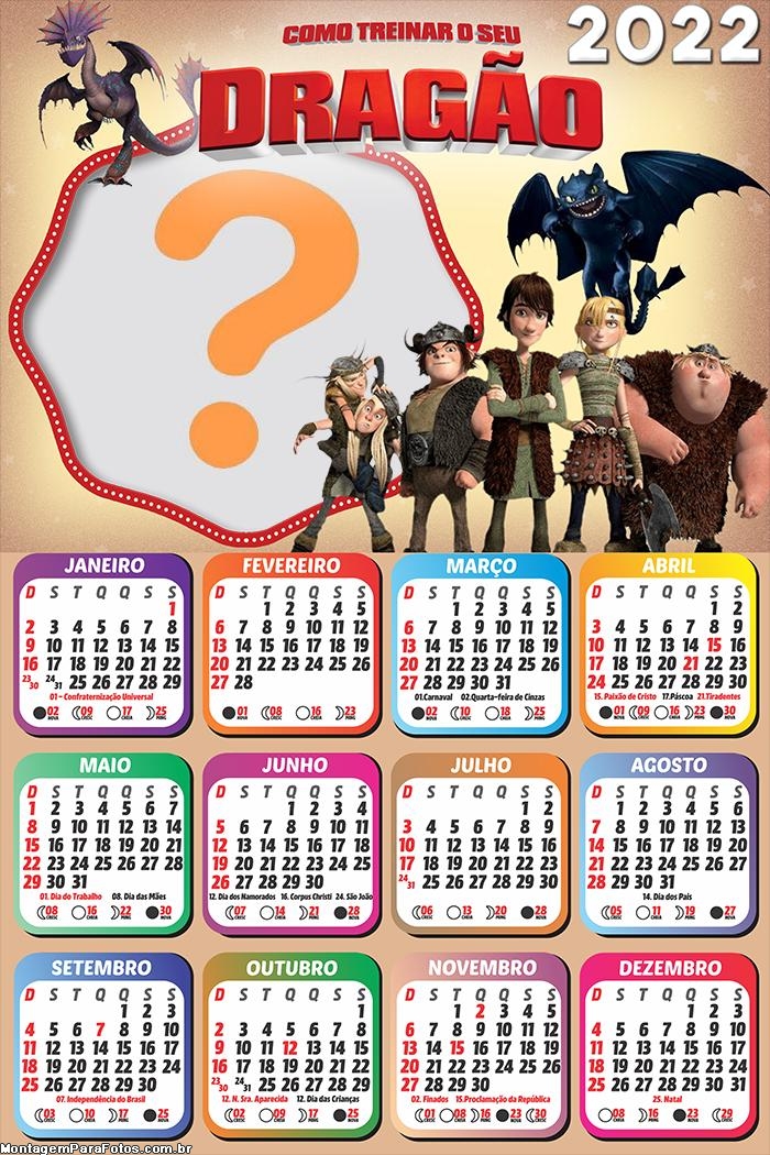 Calendário 2022 Como Treinar o seu Dragão Online | Colagem de Foto Calendário 2022 Como Treinar o seu Dragão Online | Colagem de Foto