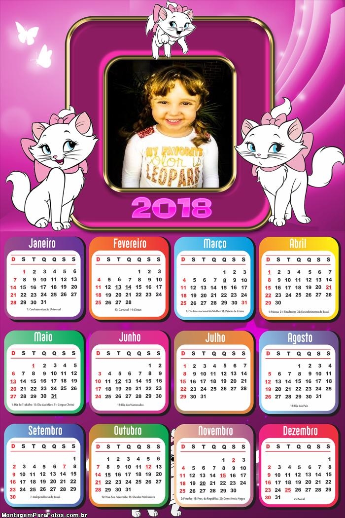 Calendário 2018 Gatinha Marie