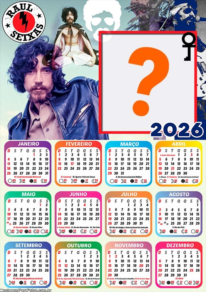 Calendário 2026 Raul Seixas Foto Moldura
