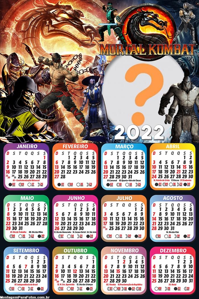 Calendário 2022 Mortal Kombat Montar Online