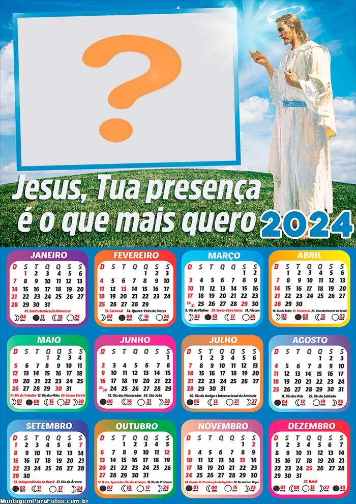 Moldura Religiosa Calendário 2024 Presença de Jesus