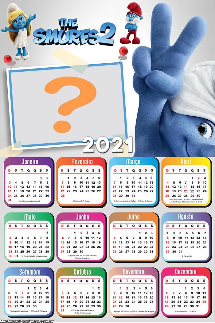 Calendário 2021 Os Smurfs 2 com Foto