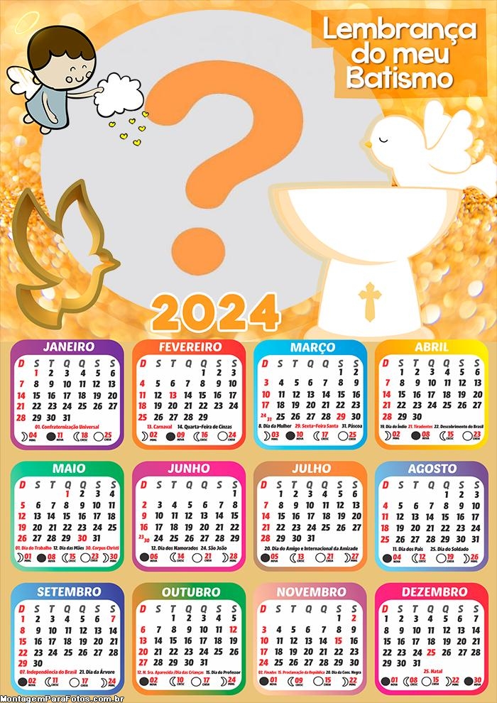 Calendário 2024 Lembrança do Meu Batizado Editar Imagem Online