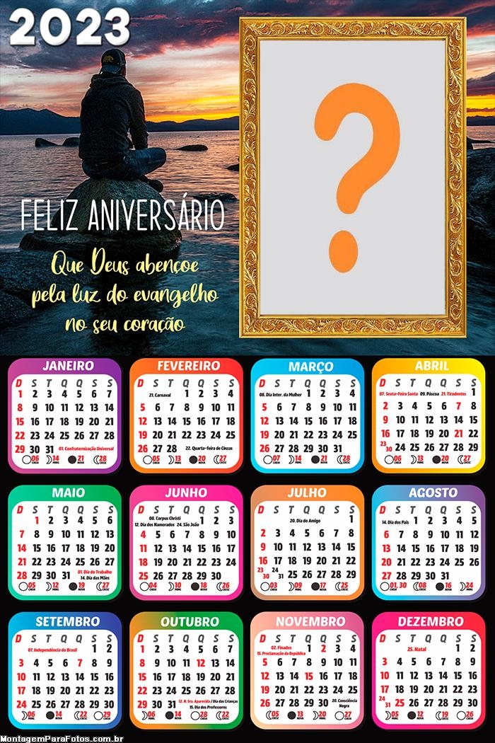 Calendário 2023 Feliz Aniversário Luz do Evangelho Colar Foto