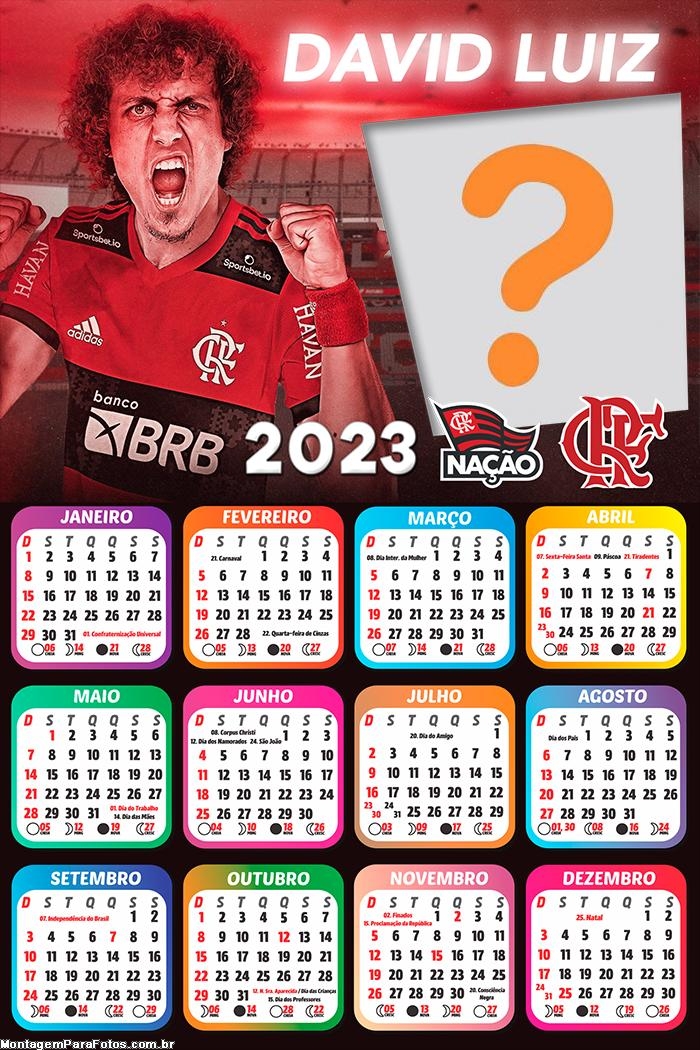 Calendário 2023 Flamengo Davi Luiz Montar Grátis