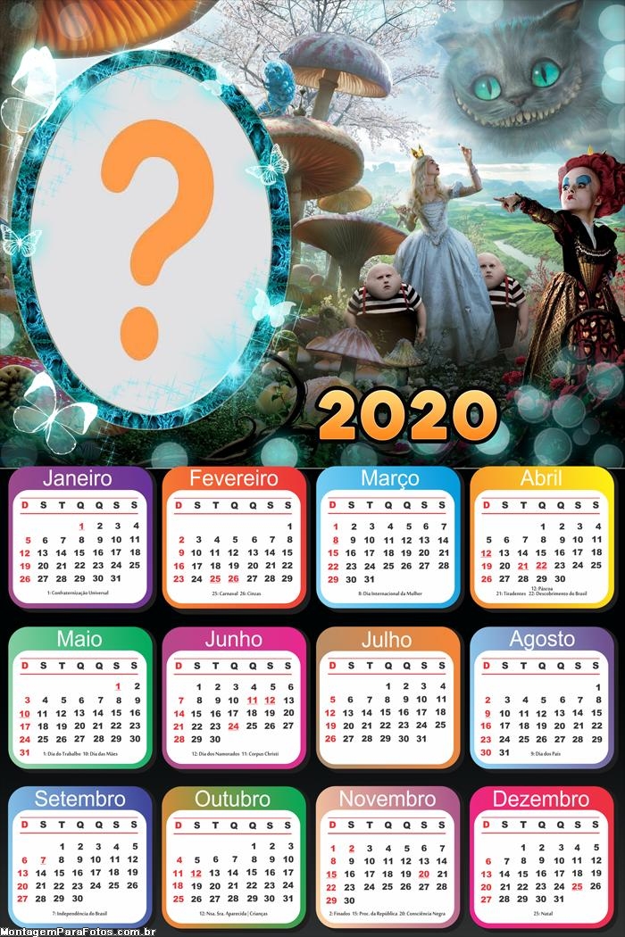 Calendário 2020 Alice no Pais das Maravilhas