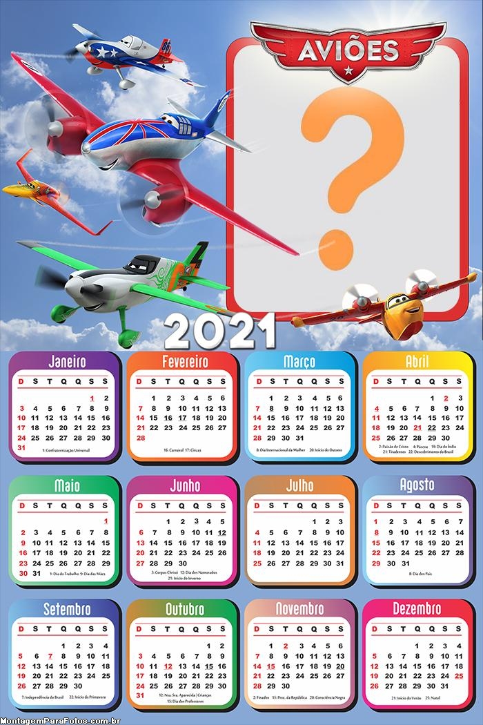 Calendário 2021 Aviões Disney Infantil