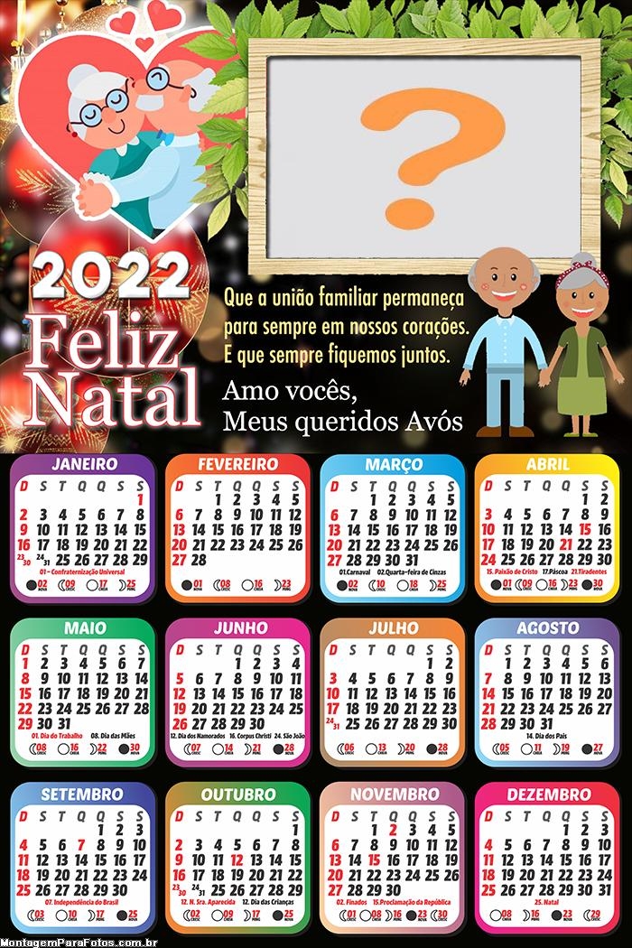 Calendário 2022 Natal Queridos Avós Fazer Grátis