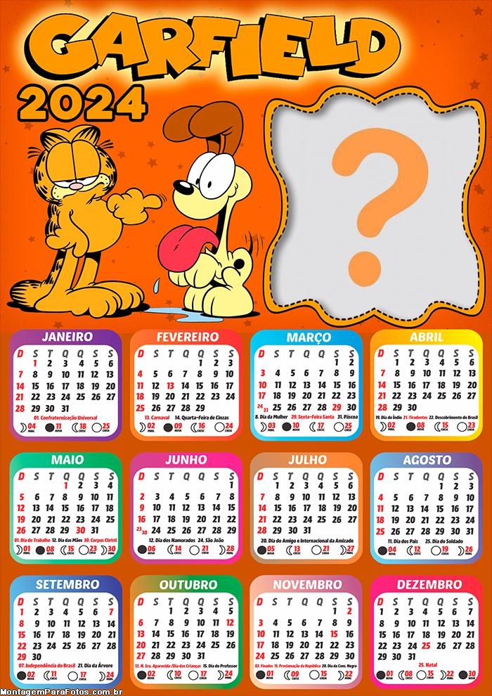 Calendário 2024 Foto Colagem Montagem Garfield