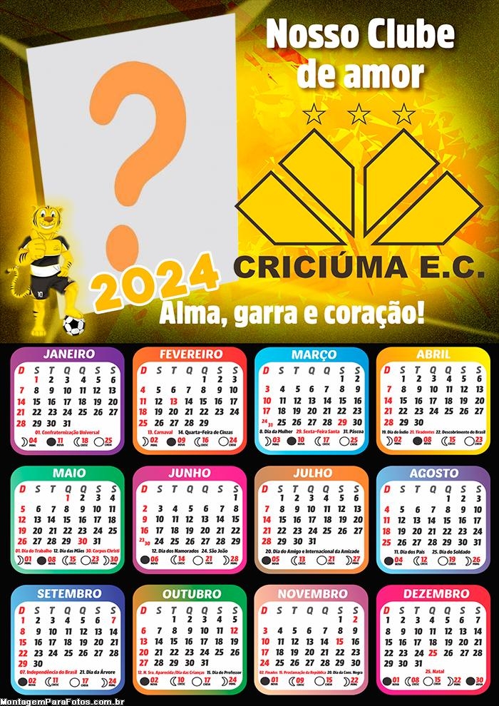 Foto Colagem Grátis Calendário 2024 Criciúma Time de Futebol