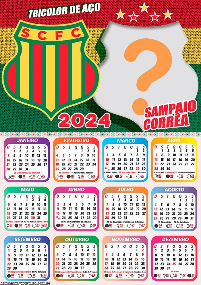 Calendário 2024 Sampaio Corrêa Editar Online