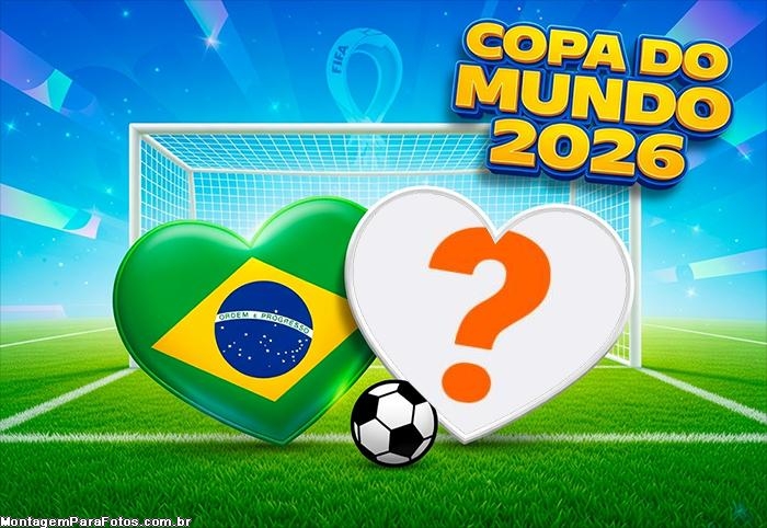 Coração Copa 2026 colagem de foto na moldura