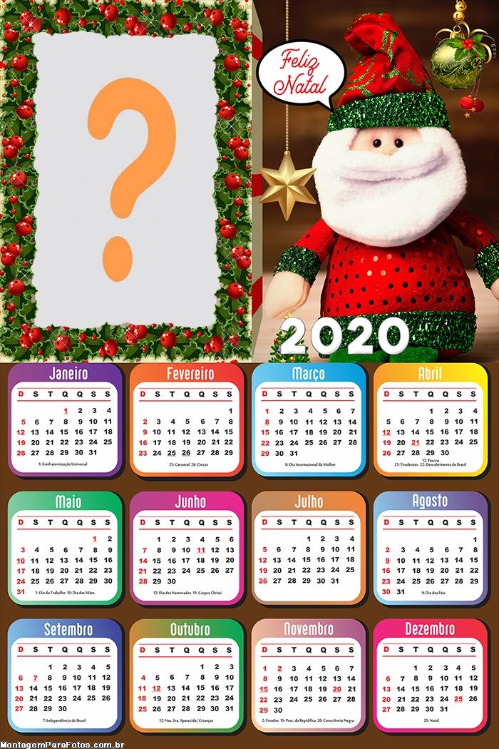 Calendário 2020 Boneco de Papai Noel