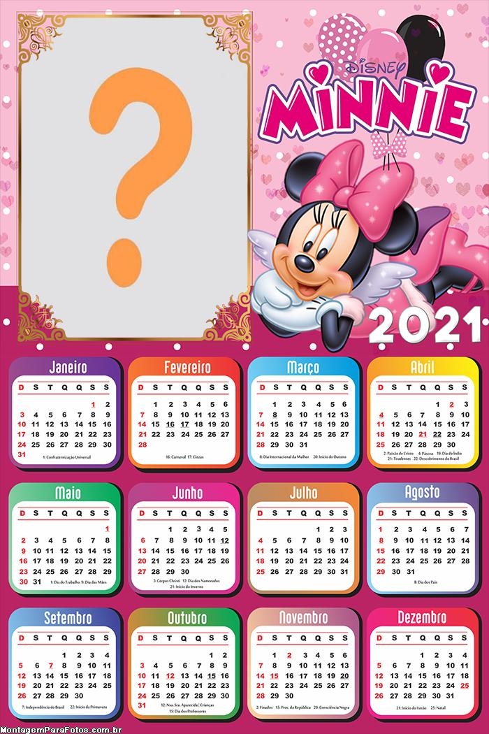 Calendário 2021 Minnie com Vestido Cor de  Rosa