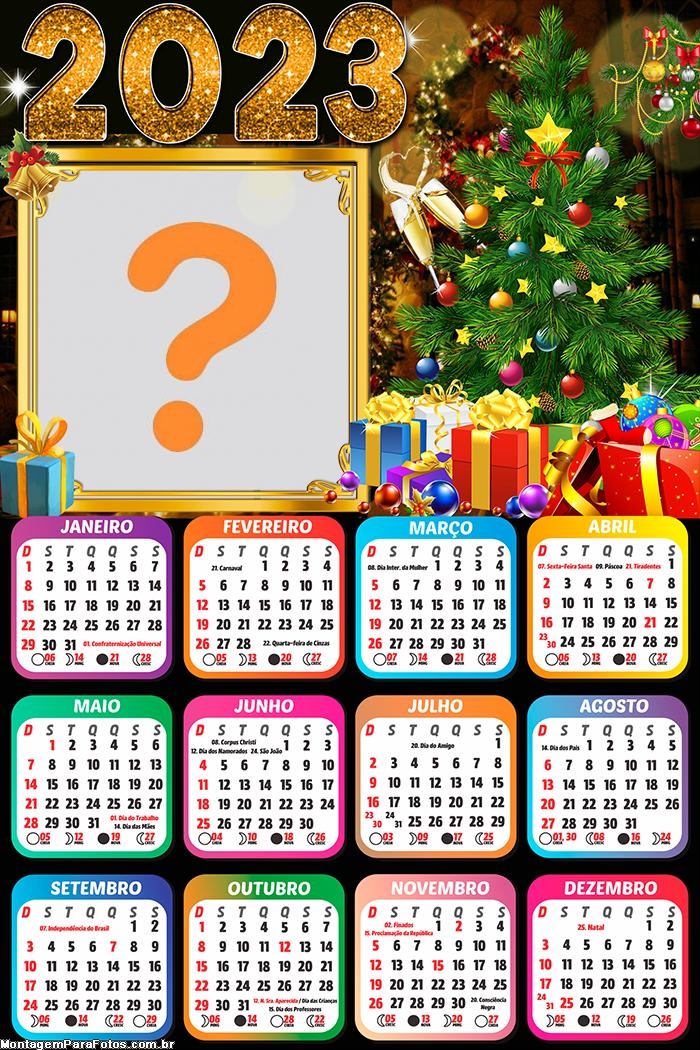 Calendário 2023 Árvore Natalina Feliz Natal Colagem Online | Colagem de Foto Calendário 2023 Árvore Natalina Feliz Natal Colagem Online | Colagem de Foto