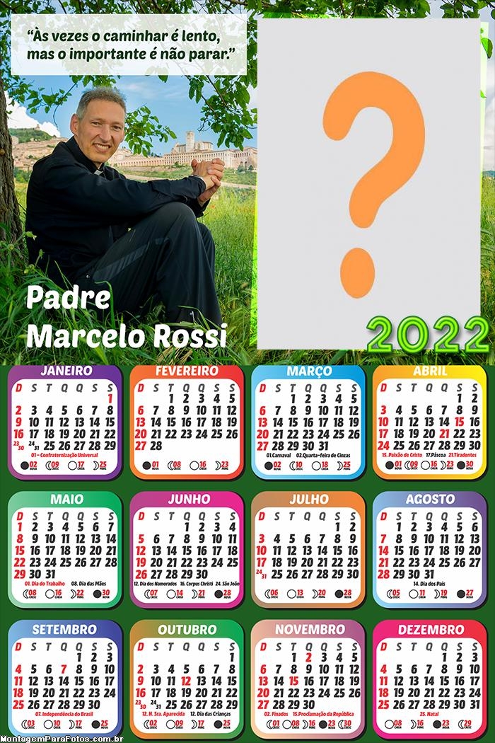 Calendário 2022 Padre Marcelo Rossi Montar Grátis
