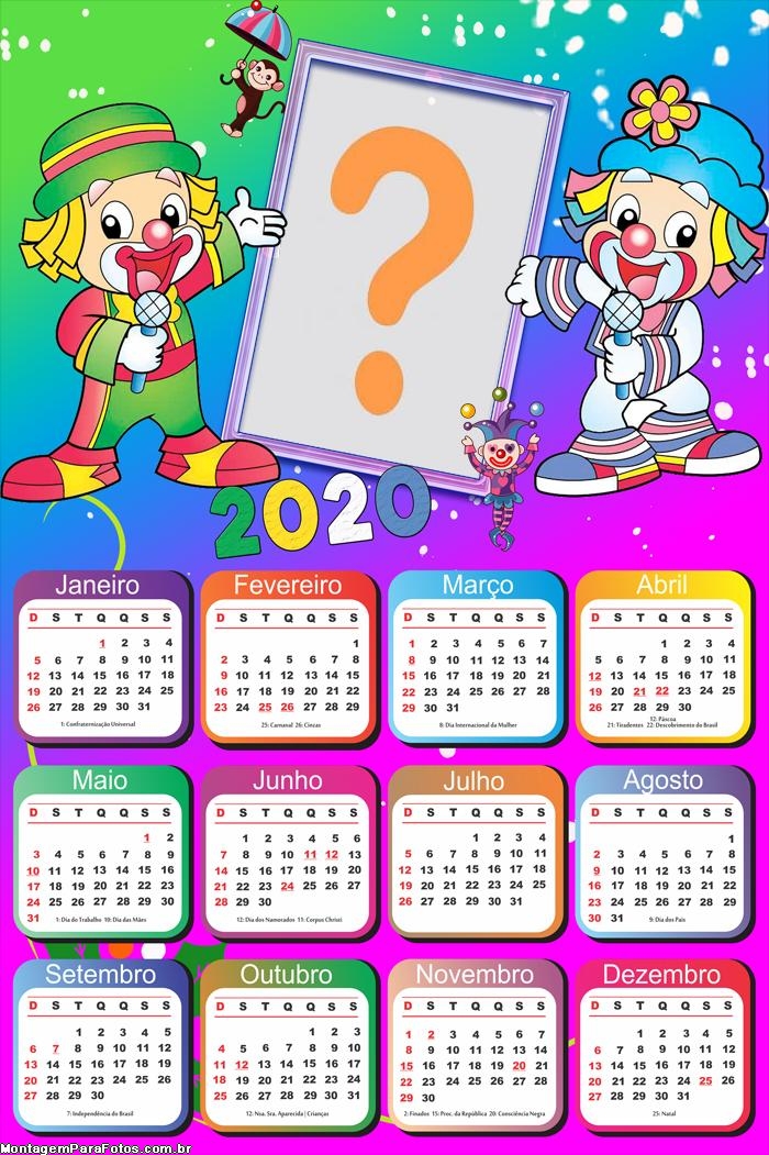Calendário 2020 Patati Patatá Desenho Infantil