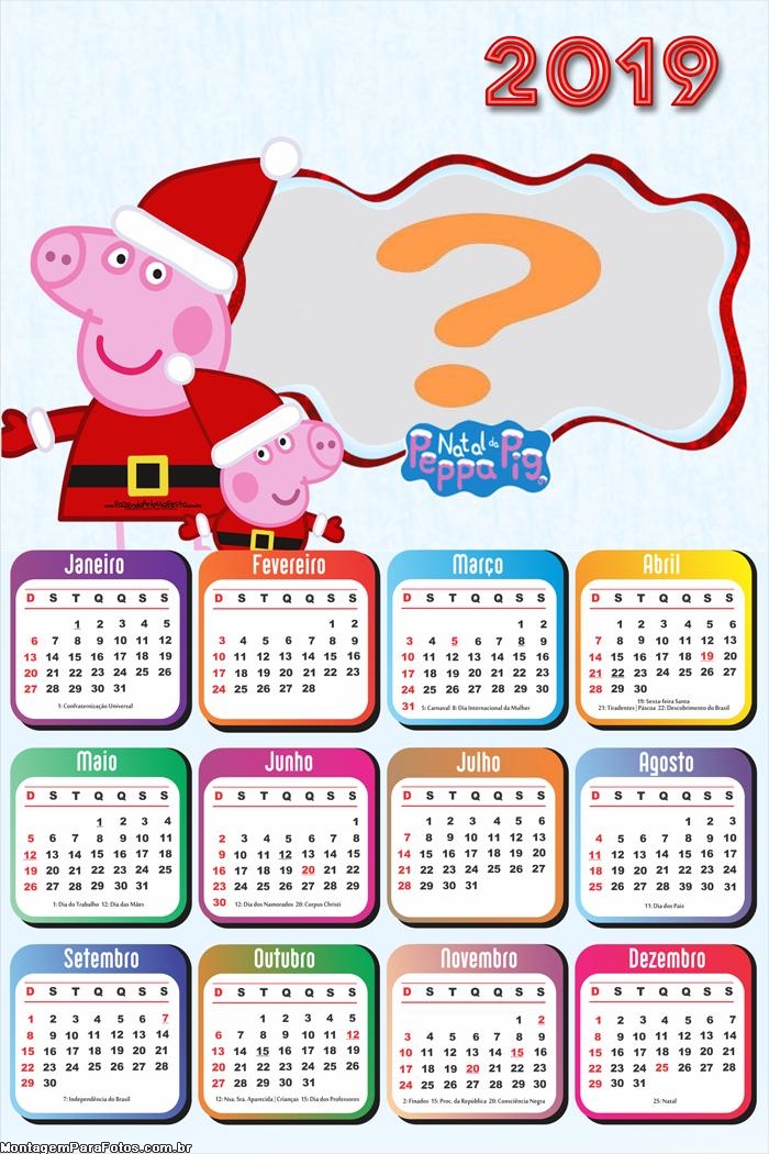 Calendário 2019 Peppa Pig Feliz Natal