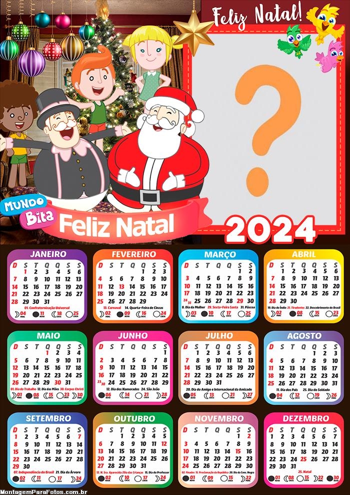 Calendário 2024 Feliz Natal Mundo Bita Criar Foto Montagem