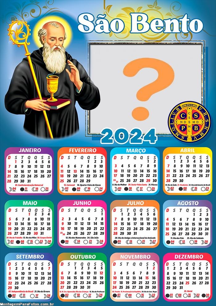 Calendário 2024 São Bento Fazer Foto Grátis