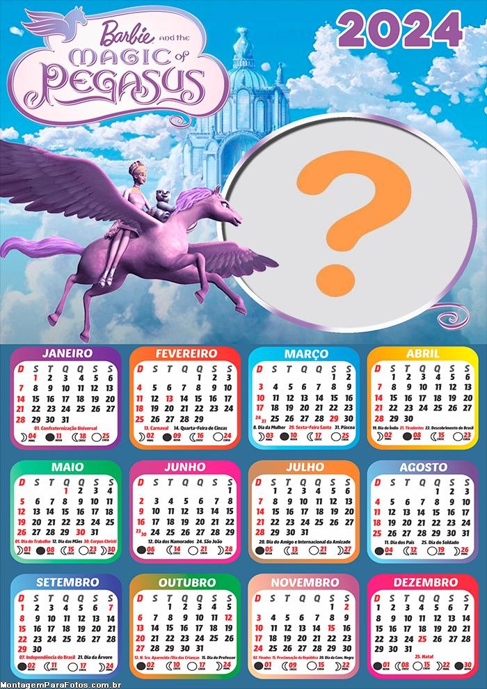 Calendário 2024 Barbie Magic Pegasus Criar Grátis