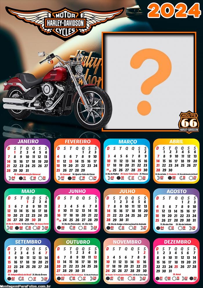 Calendário 2024 Monta Foto Harley Davidson